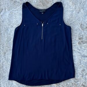 Fortune + Ivy Navy Sleeveless Zip Front Tank Top | Size M